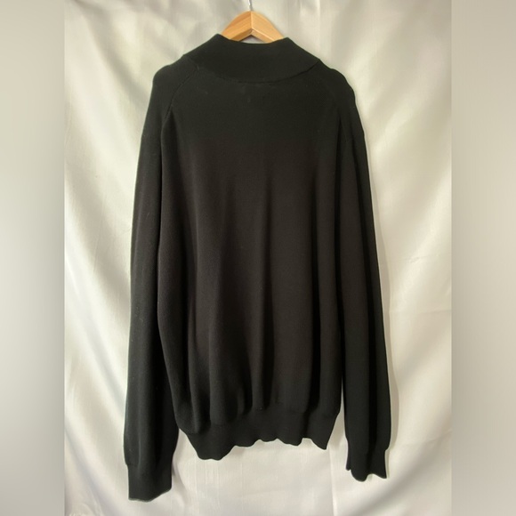 POLO RALPH LAUREN BLACK COTTON MESH QUARTER ZIP SWEATER - Picture 2 of 3